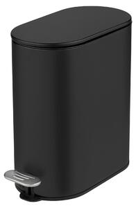 WENKO Kozmetický kôš Mod Collungo Kôš s pedálom 5 l Automatické zatváranie Tiché zatváranie Kov Oceľ pre kúpeľňu Čierny 14 x 28,5 x 29,5 cm Matný s vnútorným košom