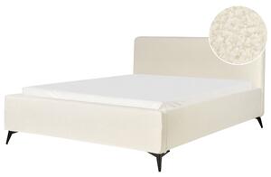 Rám postele s čelom krémová biela buklé čalúnenie čierne kovové nohy 180 x 200 cm klasický minimalistický štýl spálňa