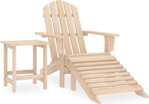 Maison Exclusive – Záhradná stolička Adirondack s podnožkou a stolíkom z masívneho smrekového dreva