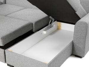 Rozkladacia sedačka do U s úložným priestorom TUCSON 1 - biela ekokoža / tmavá šedá, pravý roh