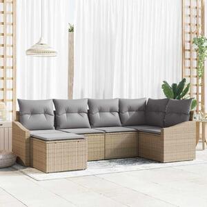Maison Exclusive – Sedacia súprava, 6 kusov, béžová [syntetický materiál]: Polyratan