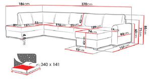 Rohová vzorovaná sedačka do U s úložným priestorom TUCSON 2 - tehlová, ľavý roh