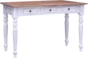 Maison Exclusive – písací stôl so zásuvkami, biely, 117 x 57 x 75 cm, z masívneho starého dreva