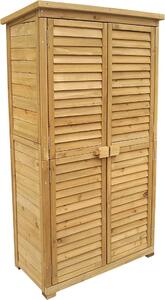 Záhradný domček Wiltec so žalúziovými dverami zo smrekového dreva s bitumenovou strechou 870x465x1600mm pre záhradu, terasu a balkón Prístrešok na náradie Drevený prístrešok Skriňa na náradie