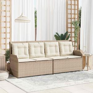 Maison Exclusive - Záhradná lavička s vankúšmi Čierna a smotanovo biela Poly-rattan