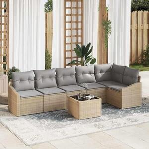 Maison Exclusive – Sedacia súprava, 7 kusov, béžová [syntetický materiál]: Polyratan