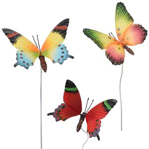 Zapichovacia záhradná dekorácia Butterfly 2, sada 3ks, 70 cm, kov, viacfarebná