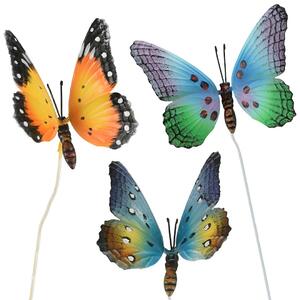 Zapichovacia záhradná dekorácia Butterfly, sada 3ks, 70 cm, kov, viacfarebná