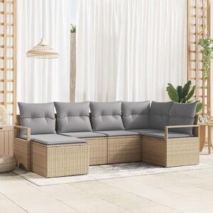 Maison Exclusive – Sedacia súprava, 6 kusov, béžová [syntetický materiál]: Polyratan