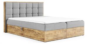 Boxspringová posteľ ALOIS 1 - 140x200, svetlo šedá + topper ZDARMA