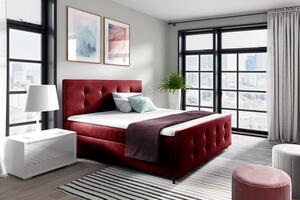 Čalúnená posteľ CELESTE - 120x200, červená + topper ZDARMA