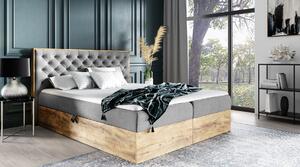 Boxspringová posteľ CHANTELLE 3 - 140x200, šedá + topper ZDARMA