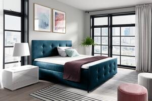 Čalúnená posteľ CELESTE - 140x200, modrá + topper ZDARMA