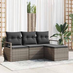 Maison Exclusive – Sedacia súprava, 4 kusy, sivá [syntetický materiál]: Polyratan