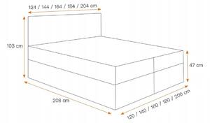 Boxspringová posteľ s prešívaným čelom EUGENA - 120x200, šedá + topper ZDARMA