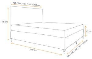 Boxspringová posteľ SHANNON - 140x200, modrá + topper ZDARMA