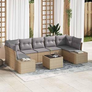 Maison Exclusive – Sedacia súprava, 8 kusov, béžová [syntetický materiál]: Polyratan