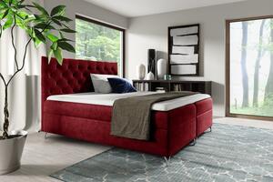 Boxspringová posteľ SHANNON - 160x200, červená + topper ZDARMA