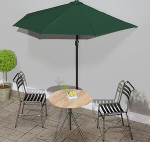 Maison Exclusive – Balkónový slnečník s hliníkovou tyčou, zelený, 270 x 144 cm, polkruhový