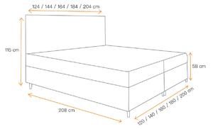 Boxspringová posteľ s úložným priestorom BRIGITA - 120x200, šedá + topper ZDARMA