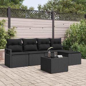 Maison Exclusive – Sedacia súprava, 6 kusov, čierna [syntetický materiál]: Polyratan