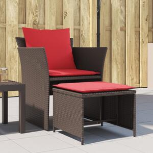 Maison Exclusive - Záhradná stolička s podnožkou hnedá Poly Rattan
