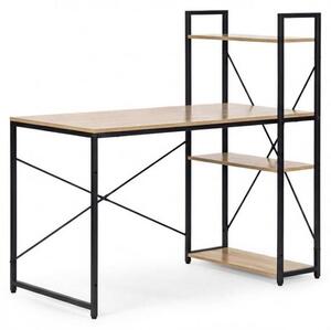 Písací stôl s regálom LOFTY 120x60 cm, čierny / Imitácia dub