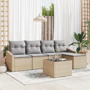 Maison Exclusive – Sedacia súprava, 6 kusov, béžová [syntetický materiál]: Polyratan