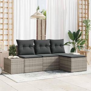 Maison Exclusive – Sedacia súprava, 4 kusy, svetlosivá [syntetický materiál]: Polyratan
