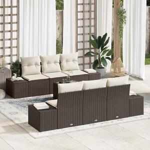 Maison Exclusive – Sedacia súprava, 7 kusov, hnedá [syntetický materiál]: polyratan