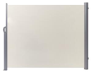 Bočná markíza béžový polyester 160 x 300 cm zaťahovacia látková tieniaca clona strieborný hliníkový rám