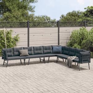 Maison Exclusive - Záhradné lavičky s vankúšmi 4 ks čierne práškovaná oceľ