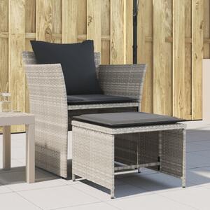 Maison Exclusive - Záhradná stolička s podnožkou Svetlošedá Poly Rattan
