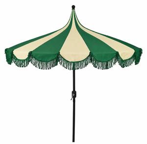 Mica Decorations Kim Pruhovaný slnečník s taškou na prenášanie – tyčový slnečník 238 x Ø235 cm – ochrana pred slnkom na záhrade alebo balkóne – polyester, oceľ – tmavozelená farba