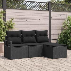Maison Exclusive – Sedacia súprava, 4 kusy, čierna [syntetický materiál]: Polyratan