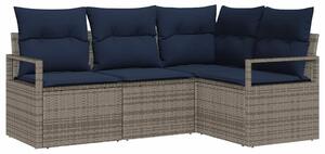 Maison Exclusive – Sedacia súprava, 4 kusy, sivá [syntetický materiál]: Polyratan