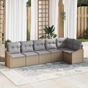 Maison Exclusive – Sedacia súprava, 6 kusov, béžová [syntetický materiál]: Polyratan