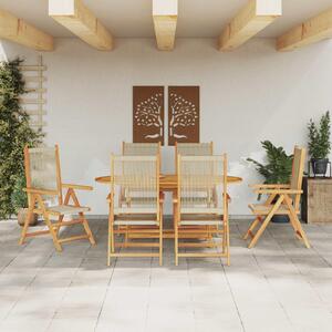 Maison Exclusive – Záhradná jedálenská súprava, 7 kusov, béžová, masívne drevo akácie