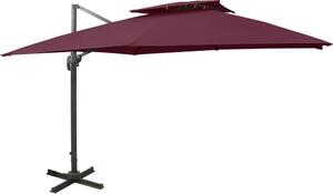 Maison Exclusive – závesný slnečník s ventiláciou 300 x 300 cm, bordová farba