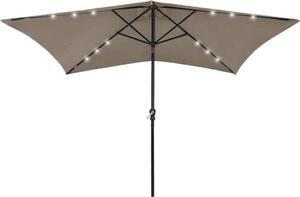 Maison Exclusive – slnečník s LED osvetlením a oceľovou tyčou, farba taupe, 2 x 3 m
