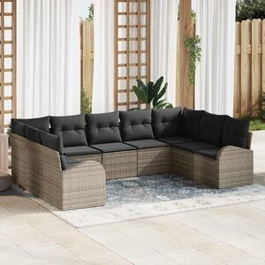 Maison Exclusive – Sedacia súprava, 9 kusov, sivá [syntetický materiál]: Polyratan