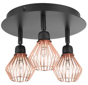 Stropná lampa 3 medené kovové tienidlá nastaviteľné svietidlo industriálny štýl