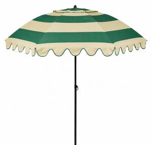 Mica Decorations Naklápací slnečník s volánmi – tyčový slnečník 238 x Ø195 cm – ochrana pred slnkom na záhrade alebo balkóne – polyester, oceľ – Terra