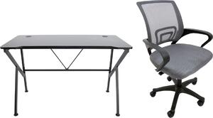 IDEPAR - Sada písacieho stola COMBO Black + kancelárska stolička ARGO šedá/čierna