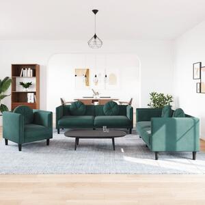 Maison Exclusive – 3-dielna sedacia súprava s vankúšmi, tmavozelený zamat
