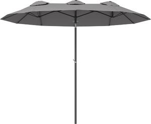 Záhradný slnečník Outsunny 295 x 152 cm, trhový slnečník s veternou strieškou na terasu, sivý