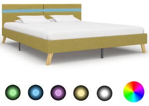 Rám postele s LED svetlom zelený 180x200 cm látkový