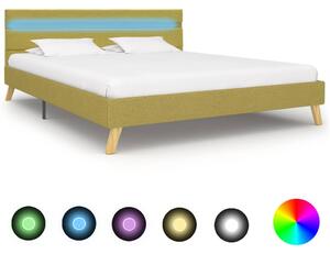 Rám postele s LED svetlom zelený 140x200 cm látkový