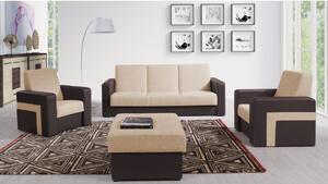 Zostava nábytku do obývacej izby BURBANK - hnedá ekokoža / béžová