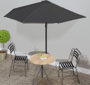 Maison Exclusive – slnečník na balkón s hliníkovým stožiarom, antracitová farba, 300 x 155 cm, polkruhový